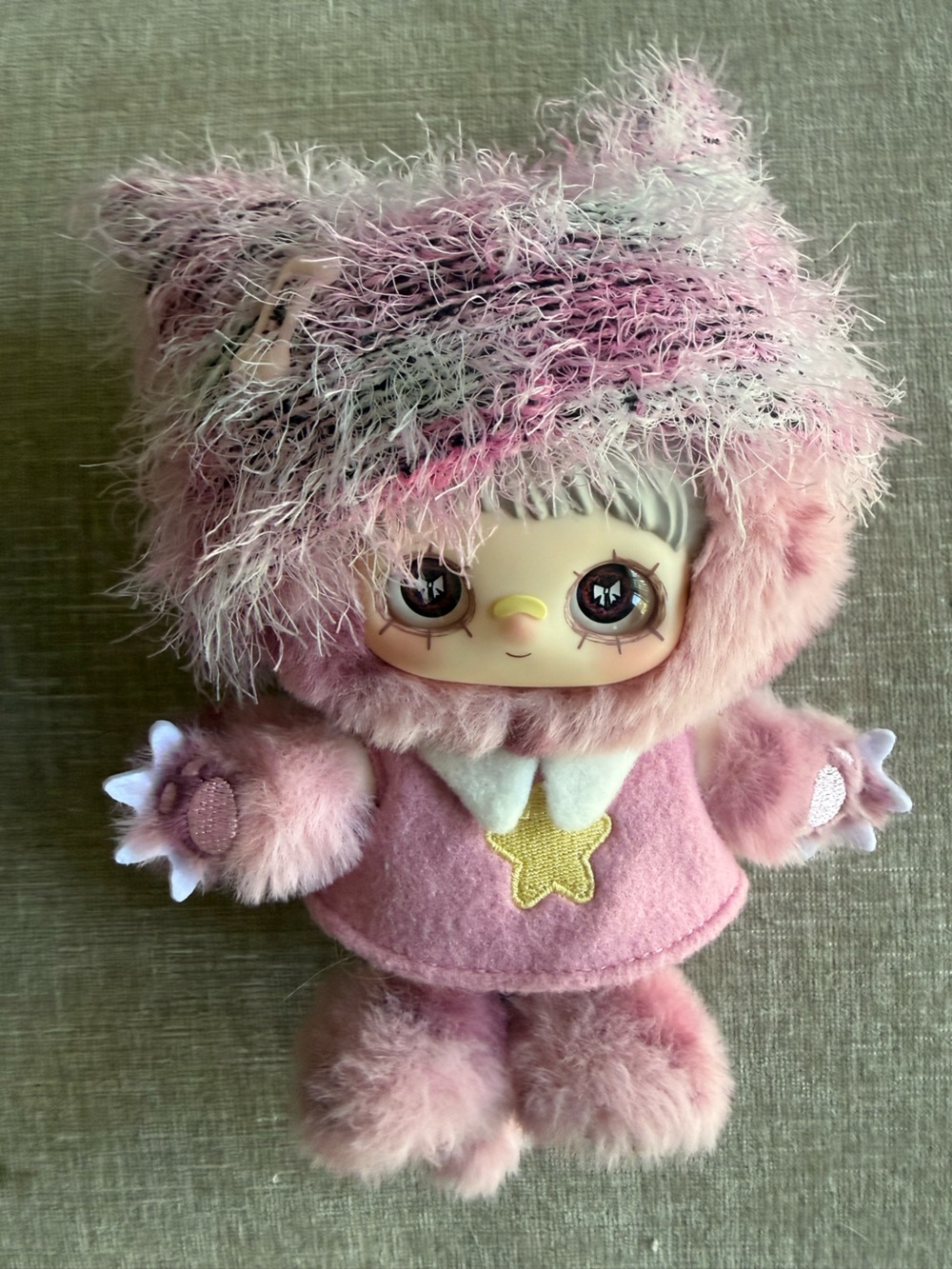 Maymai Kitten Academy Plush Pink Star Hooded Hat for Kids - Soft Faux Fur plushy